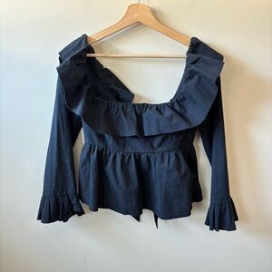 Free People Tulla Black Babydoll Top